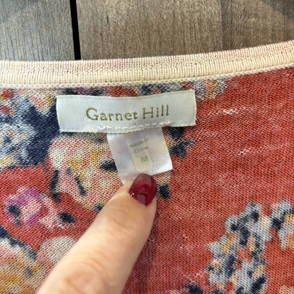 Garnet Hill Signature Eco Merino Wool Floral Boxy Sweater Medium - Picture 4 of 12